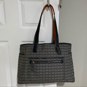 Vintage Coach Black/Gray Signature Canvas Baby Diaper Bag Tote